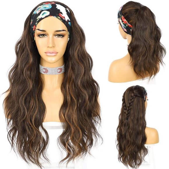 Headband Wig Loose Body Wavy Glueless Synthetic Hair for Black Women Wave None L